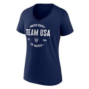 Team USA T-Shirt Womens V-Neck United States Olympics Fanatics Navy Blue M NWT